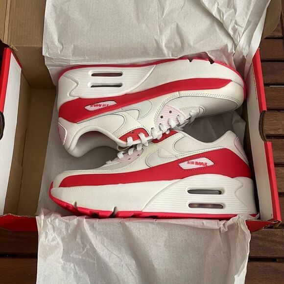 Nike Air Max 90 LV8 Sail/Multi-Color Siren Red Women Size 8(HF5073-133) - Picture 12 of 13